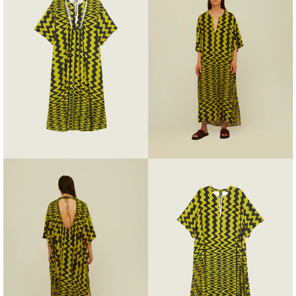 OAS Zigzag Midi Dress in Yellow and Black
